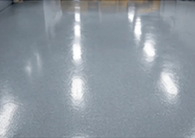 Reflective high-gloss grey epoxy flooring finish