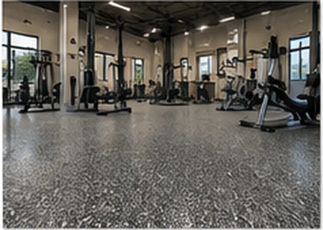Grey flake epoxy flooring in a modern Melbourne gym