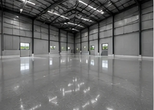 Glossy industrial resin flooring in a large facility