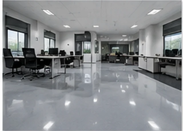 Seamless resin flooring in a modern office