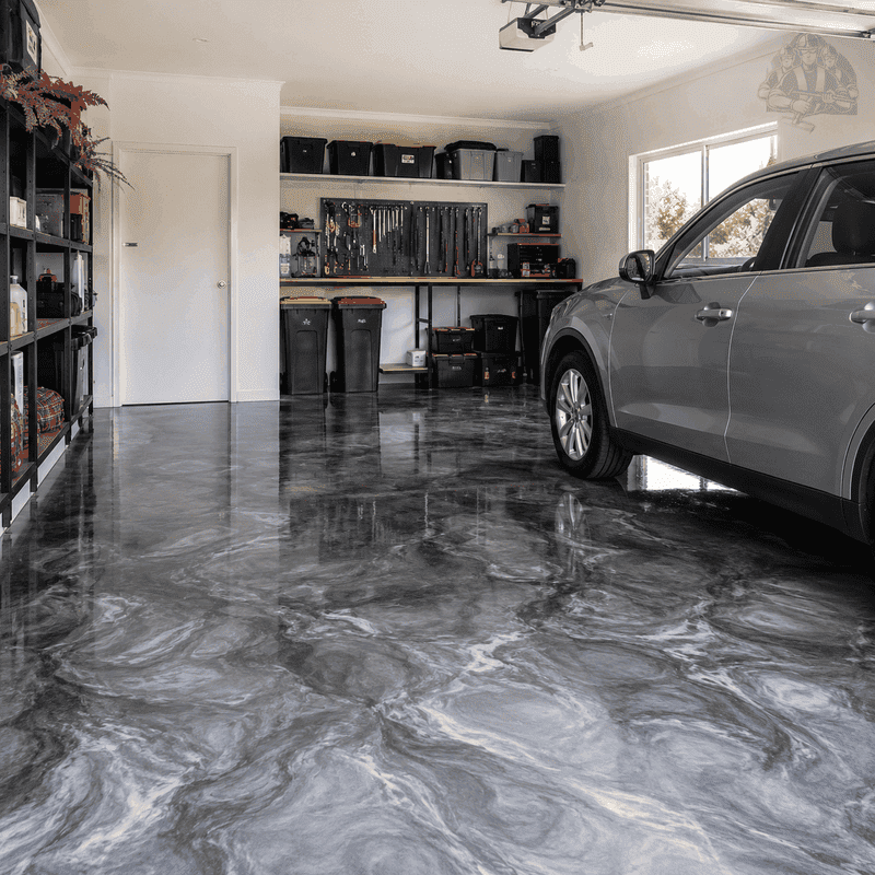 Recent metallic marble epoxy flooring work completed in Hampton – project 5