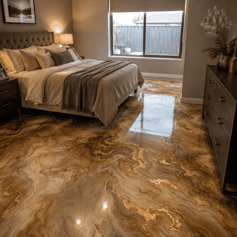 Recent metallic marble epoxy flooring work completed in McKinnon – project 10