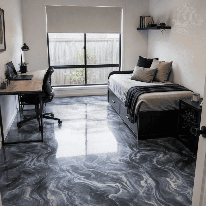 Recent metallic marble epoxy flooring work completed in Weir Views – project 2