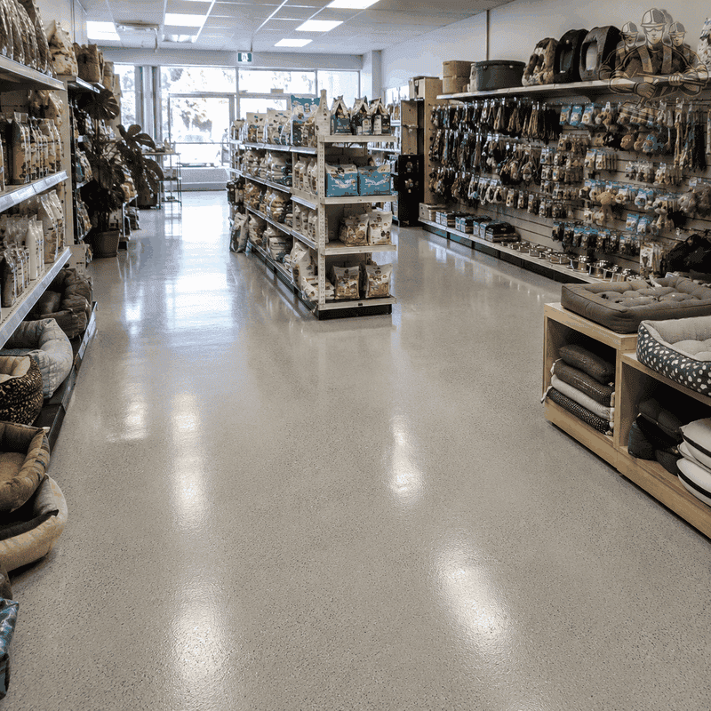 Recent showroom and retail epoxy flooring work completed in Carlton – project 1