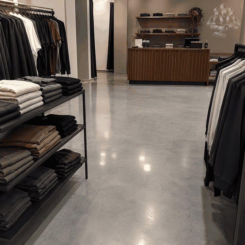 Recent showroom and retail epoxy flooring work completed in Kings Park – project 2
